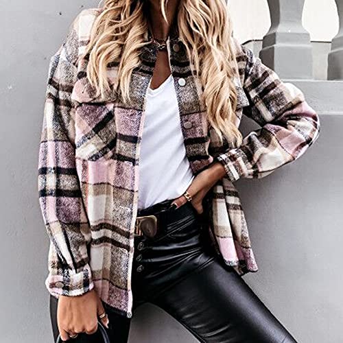 Soft Shacket Jacket Women With Pockets, Warm Shacket Plaid, Warm Shacket Jacket Women Plus Size, Warm Shacket Jacket #TOP4