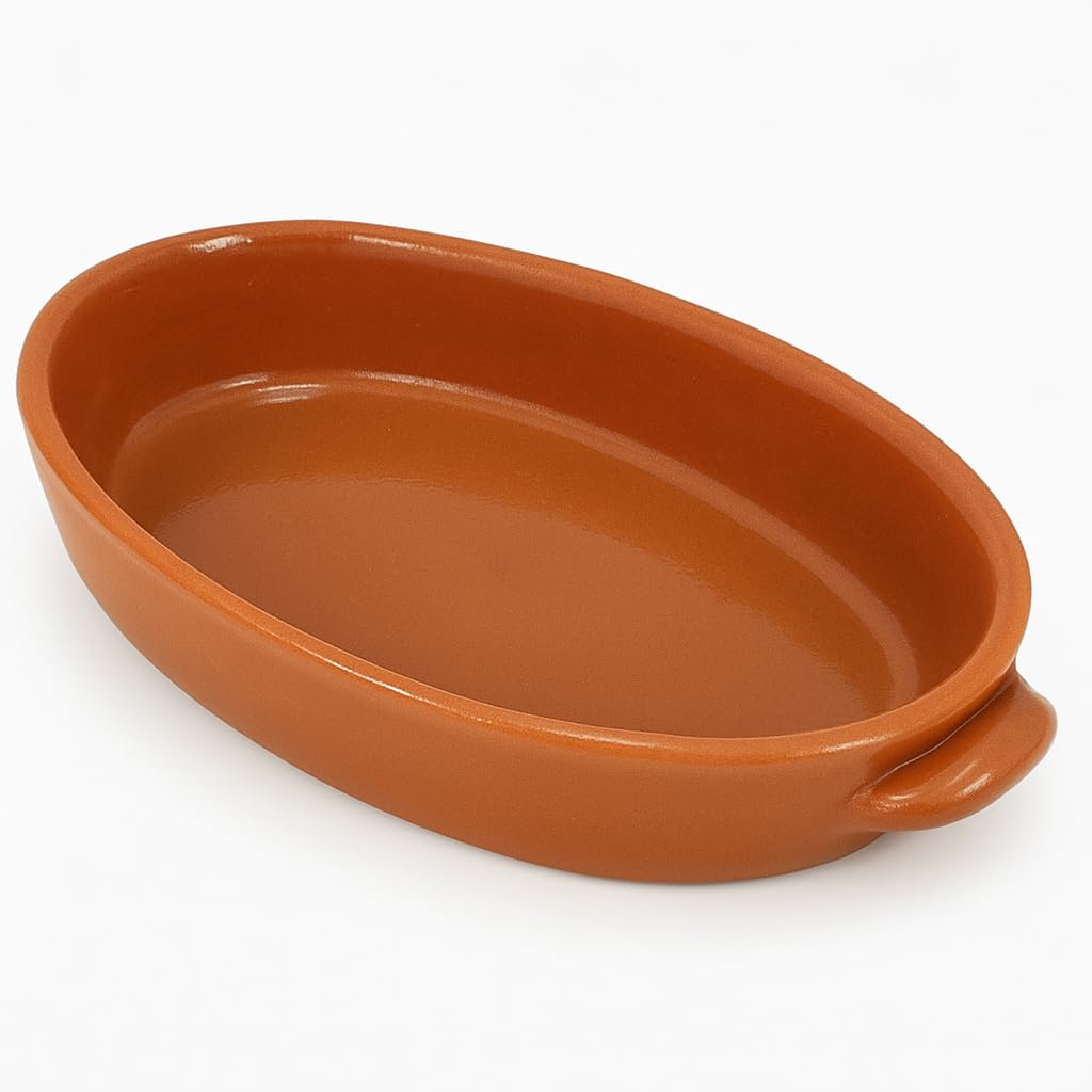 Cazuela besuguera tartera olla ovalada alta en barro esmaltado (nº 42-42 x 26 x 7,5 cms)
