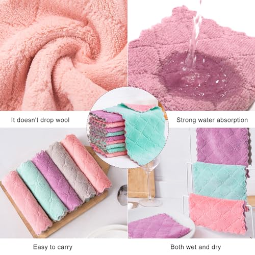 20 Pack Cleaning Cloth Kitchen Cloth, Dish Towels Super Absorbent Coral Velvet Dishtowels, Microfiber Premium Soft Tea Towels, Quick Dry Rags, Multipurpose Reusable Washcloths, Non-Stick Oil Cloths.