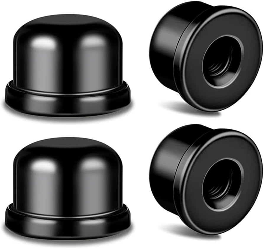 4-Pieces Set of Plated Steel Lamp Finial Knobs - 1/2 Inch Tall Lamp Finials Tapped 1/4-27 for Lamp Harp Tops - Premium Lamp Accessories（Black）