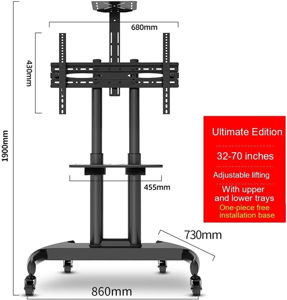 Soporte móvil para TV con ruedas para pantallas de 32 a 70 pulgadas miniatura 2