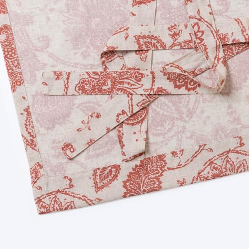 Jinchan JCUSRP2-CLR-4254C03N Tie Up Valance For Windows For Kithcen Living Room Adjustable Tie-Up Shade Linen Textured Medallion Design Jacobean Floral Printed Valance Rod Pocket 1 Panel 54 Inch Terra thumb #3