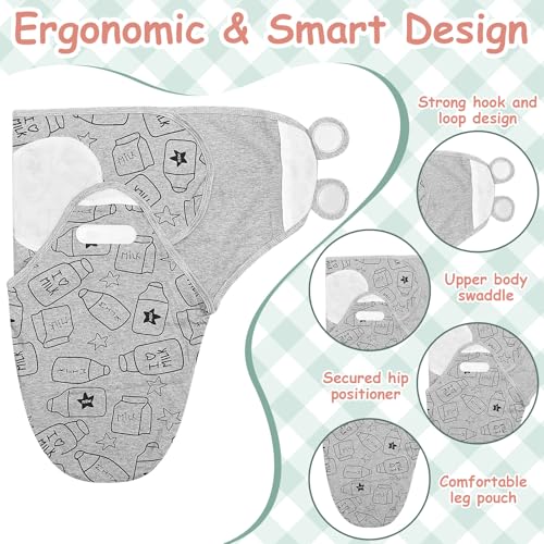 Image of Ramede 6 Pack Swaddle Blanket with Hats for Baby Girl Boy 100% Cotton Swaddles 0-3 Months, Adjustable Breathable Skin Friendly Receiving Blanket Wrap, Essential for Newborns(Cloud,Grey)