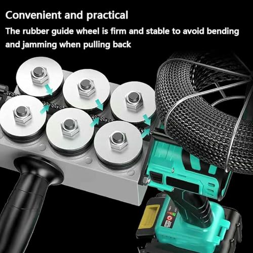 Máquina de Cuerda de Alambre inalámbrico, Tirador de Cable eléctrico de 300lbs con Motor sin escobillas y batería 2000mAh, Parada automática para el Hilo de Pared del plomero eléctrico