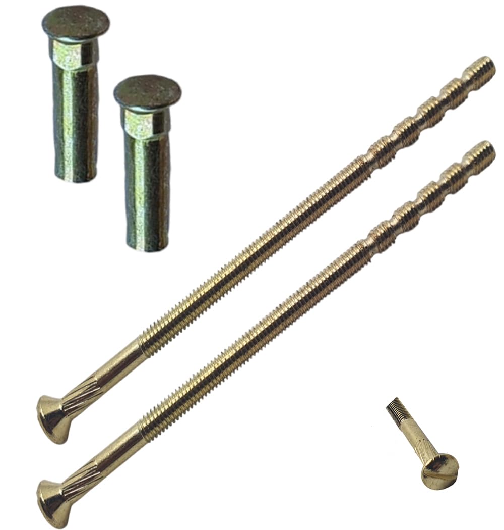 M4 x 90mm Brass Door Handle SLOTTED Screws with Brass Security Bolt Carriage Sleeve Male to Female Connecting Screws for Door Handle Knobs Escutcheons and Others (Pack of 2)