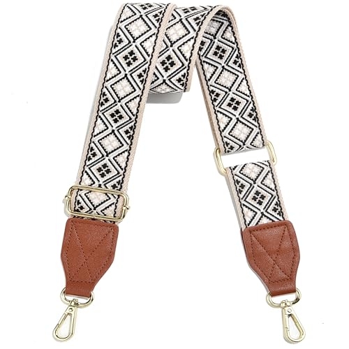 Image of Purse Strap,1.5 inch Leather End Shoulder Strap Adjustable Replacement,Retro Multi-Pattern Crossbody Bag Straps