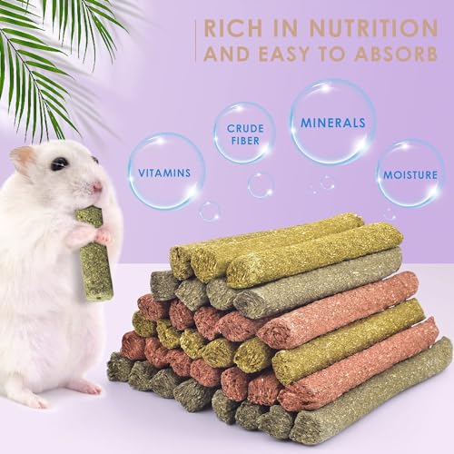 Bissap 72PCS Rabbit Chew Sticks, Mixed Natural Timothy Hay Oat Carrot Bunny Chew Toys and Treats for Rabbits Bunnies Chinchillas Guinea Pigs Hamsters and Other Small Animals Molar Snacks - Image 3