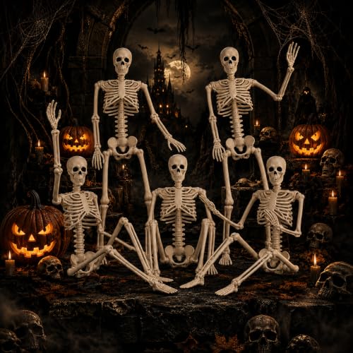 Halloween Skeleton Decorations,36" Posable Human Skeleton Decorations for Halloween Party Decor, Haunted House Props Indoor Outdoor Decoration - image 6