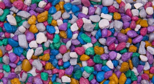 Dihl 2KG Unipac Aquarium Galaxy Stellar Gravel Stones, 5mm to 8mm Grain Size, Decorative Substrate, Non-Toxic Durable Epoxy Coated Metallic Finish. Gold, Blue, Purple, White, Green, Pink Mix, 2 KG