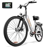 URLIFE 26" Electric Bikes for Adults, Mountain Bike with LCD Display, 36V 13AH Removable Battery 250W Brushless Motor, 7-Speed Derailleur 80KM Max Range Ebike Commute MTB White