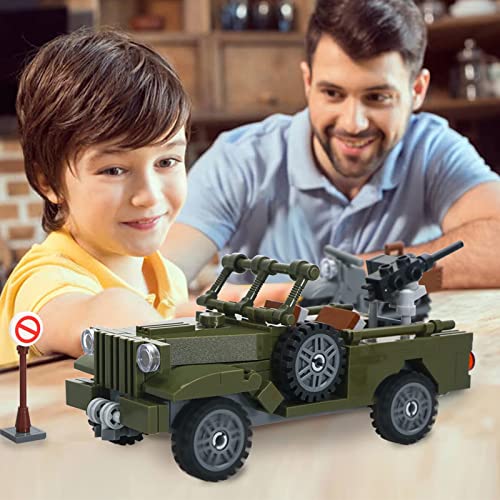 Brick Story Military Vehicle Building Sets Ww2 Army Truck Building Kit 251 Pieces Wwii Building Blocks World War 2 Car Model Armed Weapon Guns Battle Building Bricks Toys For Kids Boys Girls Aged 6-12 #TOP4