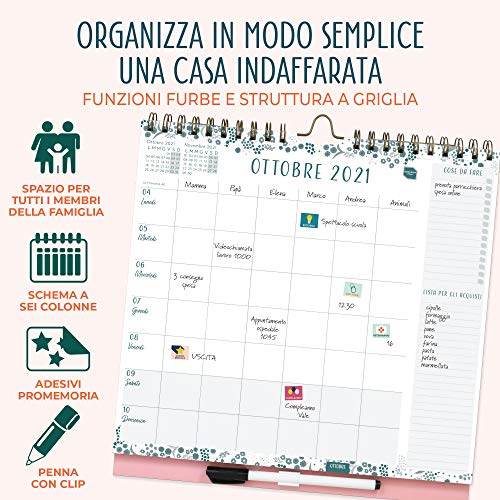(in Italian) Boxclever Press 'L'Organizza Famiglia' 2021 2022 Calendar. Wall Calendar 2021-2022 with 6 Column Layout… - Image 4