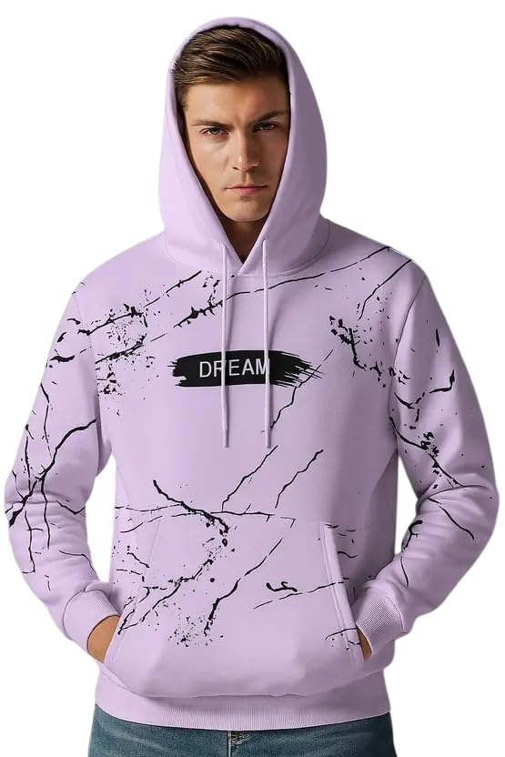 drvp Unisex Dream Marble Pattern Hoodie | White & Lavender Cotton Blend | Pullover Style | Cozy Casual Streetwear | Soft & Stylish Oversized Sweatshirt for All Seasons-picture-16