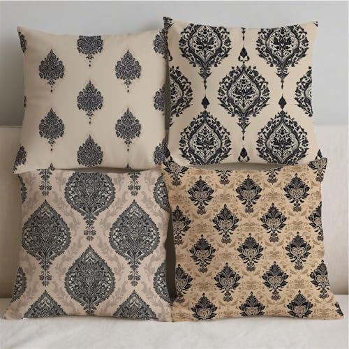 Lot de 4 housses de coussin 80x80cm géométriques, idée cadeau déco pour la maison