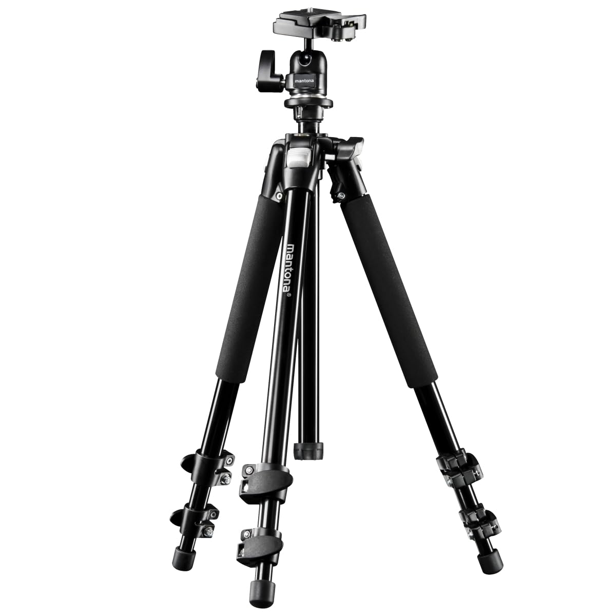 Treppiede Fotografico Mantona Basic Scout Fino A 144cm – Testa A Sfera Robusta, Colonna Reversibile Per Macro, Leggero Per Viaggi