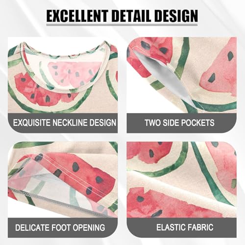 ALAZA Watercolor Watermelon Stylish Pajamas Set Short Sleeve Cotton Sleepwear Summer Pjs 2 Piece 5-14Y4