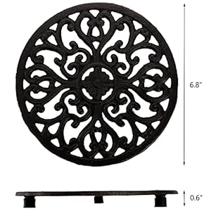 Hedume2packcastirontrivet68castironroundtrivetwithvintagepatternandrubberpegsfeetforservinghotdishpotpansandteapotonkitchencountertopordinning Urban Country Home Decor Hedume 2 pack cast iron trivet 68 cast iron round trivet with vintage pattern and rubber pegsfeet for serving hot dish pot pans and teapot on kitchen countertop or dinning urban country home decor