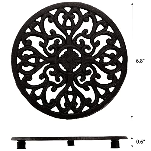 Hedume2packcastirontrivet68castironroundtrivetwithvintagepatternandrubberpegsfeetforservinghotdishpotpansandteapotonkitchencountertopordinning Urban Country Home Decor Hedume 2 pack cast iron trivet 68 cast iron round trivet with vintage pattern and rubber pegsfeet for serving hot dish pot pans and teapot on kitchen countertop or dinning urban country home decor