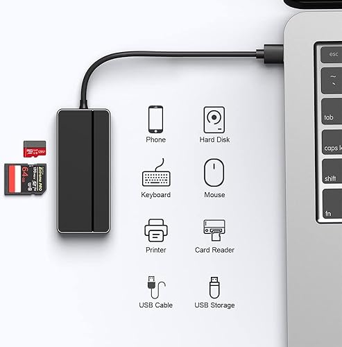 Miniatura 6 de Hub adaptador USB 3.0 5 en 1, con 3 puertos USB 3.0, lector de tarjetas SD y microSD, adaptador USB A a USB C, para MacBook Pro, iMac, XPS, Surface