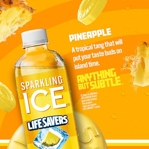 Image of Sparkling Ice LIFESAVERS Pineapple, Zero Sugar Flavored Sparkling Water, with Vitamins and Antioxidants, Low Calorie Beverage, 17 fl oz Bottles (Pack of 12)
