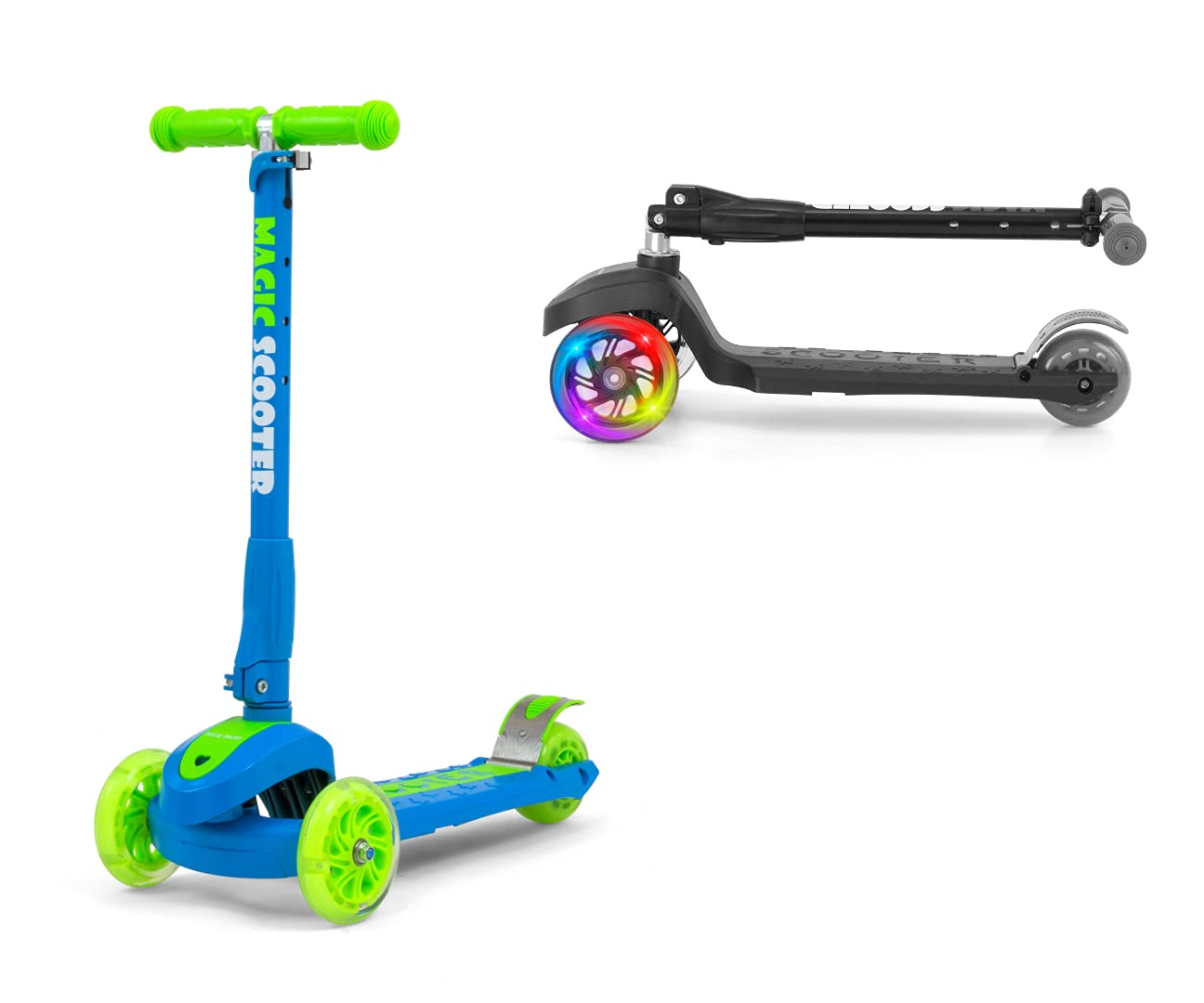 Hulajnoga trójkołowa balansowa składana koło LED Scooter Magic Blue-Green Milly Mally