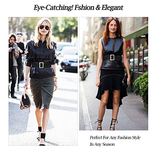 SUOSDEY Wide Elastic Belt for Women, Stretch Cinch Waist Belt for Ladies Dresses with Metal Buckle4