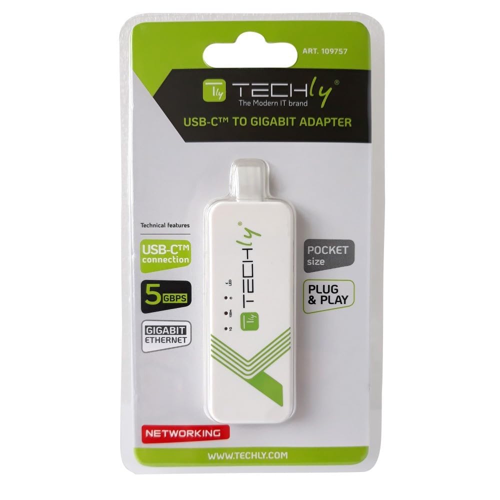 TECHLY 109757 Adapter USB-C™ Ethernet Gigabit RJ45 Lan Biały