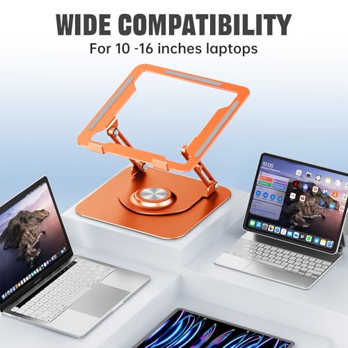 Image of JOYEKY Laptop Stand for Desk, Adjustable Computer Stand with 360 Rotating Base, Ergonomic Laptop Riser for Collaborative Work, Foldable & Portable Laptop Stand, fits for All 10-16 inch Laptops