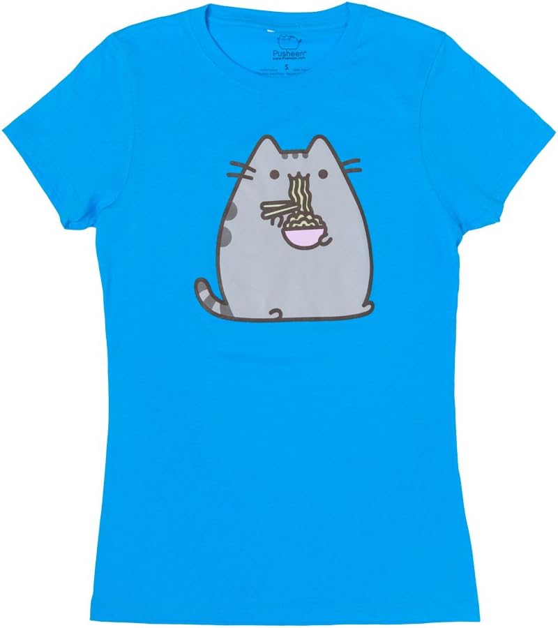 Pusheen The Cat Eating Noodles Juniors T-Shirt