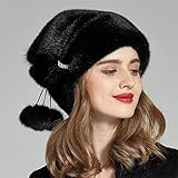 Winter Mink Fur Women Hats Fur Pom Pom Female Cap Mink Fur Lady Beanies