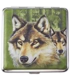 Material: Kunststoff Caripe Zigarettenetui Damen Herren 20 Zigaretten Zigarettenbox Retro Vintage - GR (Wolf 4)