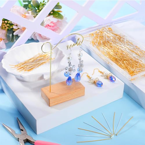 SOFPLATE 1 Box 600Pcs 50mm Gold Silver Straight Pins Bulk Flat Headpins Long Jewellery Pin Findings for Jewellery Making Accessories DIY Dangle Earrings Crafts Women Supplies - Image 4