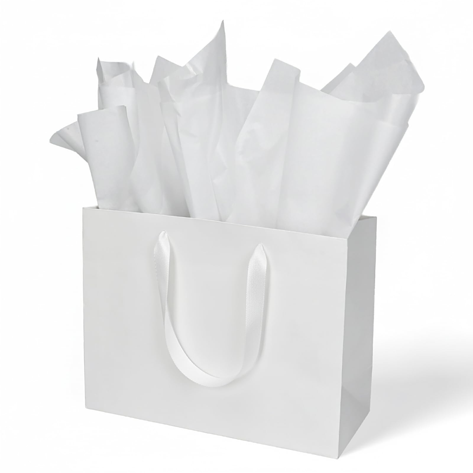 Papertide Thoughtful Large Gift Bag – 20 Pack 40.6x15.2x30.4cm White Bags with Tissue, Reusable & Extra Sturdy for Clothing, Shoes, Wine & Bulk Gifting