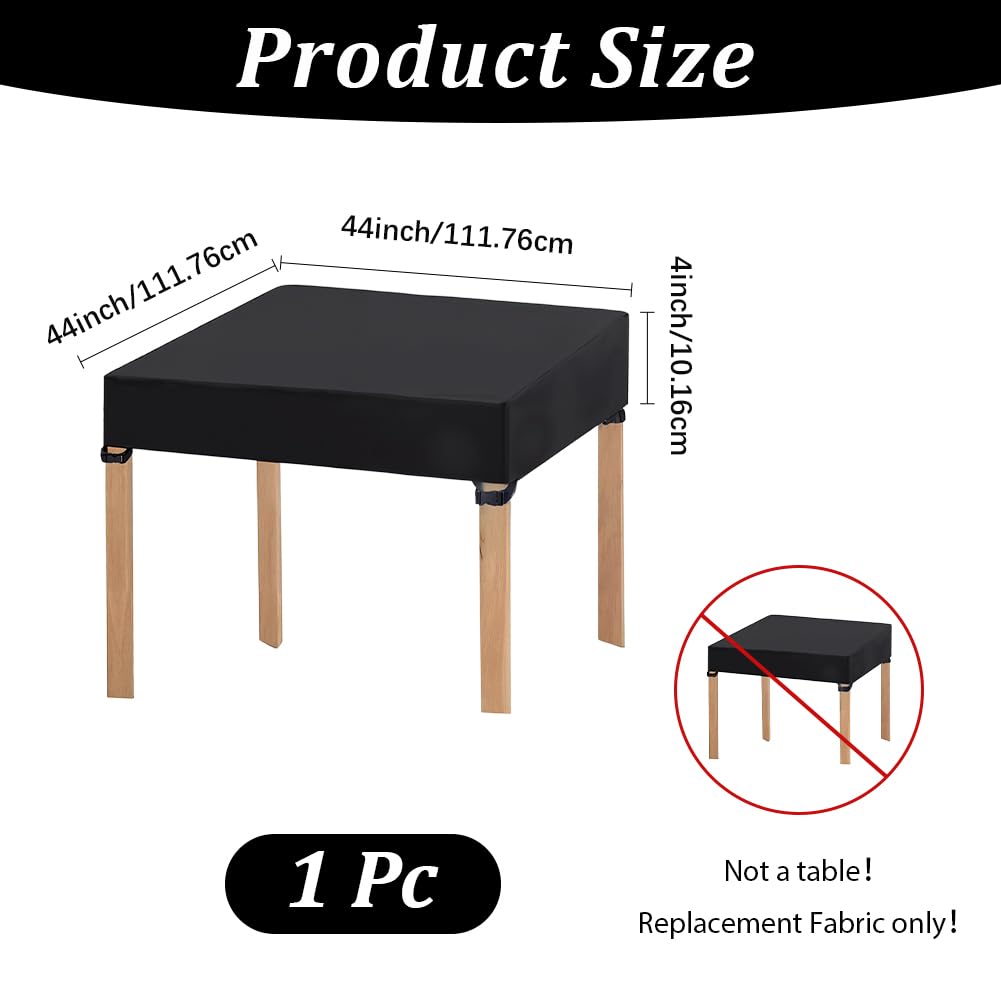 GORGECRAFT Copritavolo Quadrato da 112 * 112 * 10cm Copritavolo Elastico Nero Adatto per Tavoli Pieghevoli da 4 Piedi Copritavolo Antivento per Tavoli da Campeggio Banchetti Sala da Pranzo Giardino