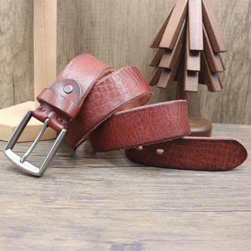 Unisex Western Belt, Vintage Distressed Full Grain Leather Strap, Alloy Buckle, 1.5" Wide (3.8cm) For Jeans3