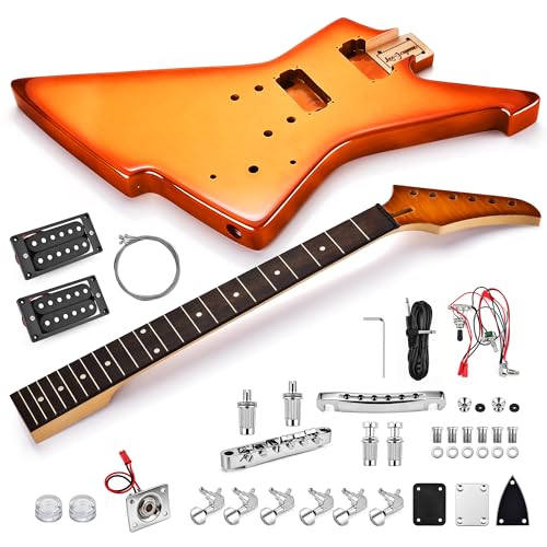 Leo Jaymz DIY EX Style Electric Guitar Kits Spray-painted Mahogany Body Laurel Wood Fingerboard and Maple Neck including all Components