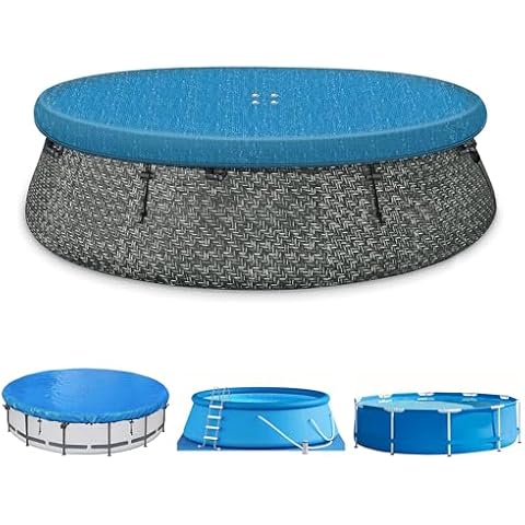 SIHAIAN 8Ft Round Pool Cover Inflatable Pool Covers for Above Ground Pools, Quick Installation, Prevention of waterlogging, Waterproof and Dust-Proof One-Piece Pool Cover (Blue) Cover