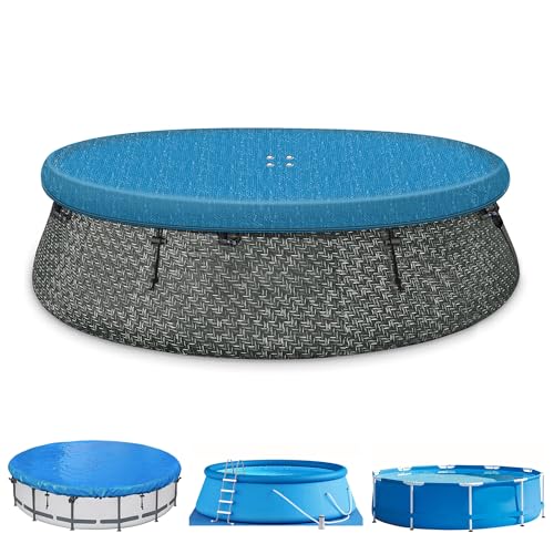 SIHAIAN 15Ft Round Pool Cover Inflatable Pool Covers for Above Ground Pools, Quick Installation, Prevention of waterlogging, Waterproof and Dust-Proof One-Piece Pool Cover (Blue)