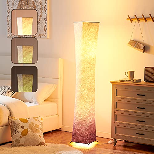 Floor Lamp, Chiphy 64" Paper Tall Lamp, 3 Levels dimmable Adjustable Brightness 12W/2 LED Bulbs 2400 Lumens, 100 Watt Equivalent and Brown Lampshade, Modern for Living Room, Bedroom and Kids Room Floor Lamp, Chiphy 64" Paper Tall Lamp, 3 Levels dimmable Adjustable Brightness 12W/2 LED Bulbs 2400 Lumens, 100 Watt Equivalent and Brown Lampshade, Modern for Living Room, Bedroom and Kids Room