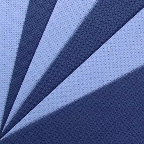 Image of KCS 6 pc of 12 inch x 18 inch(30cmx45cm) 14CT Counted Cotton Aida Cloth Cross Stitch Fabric (Light Blue+Jeans Blue)