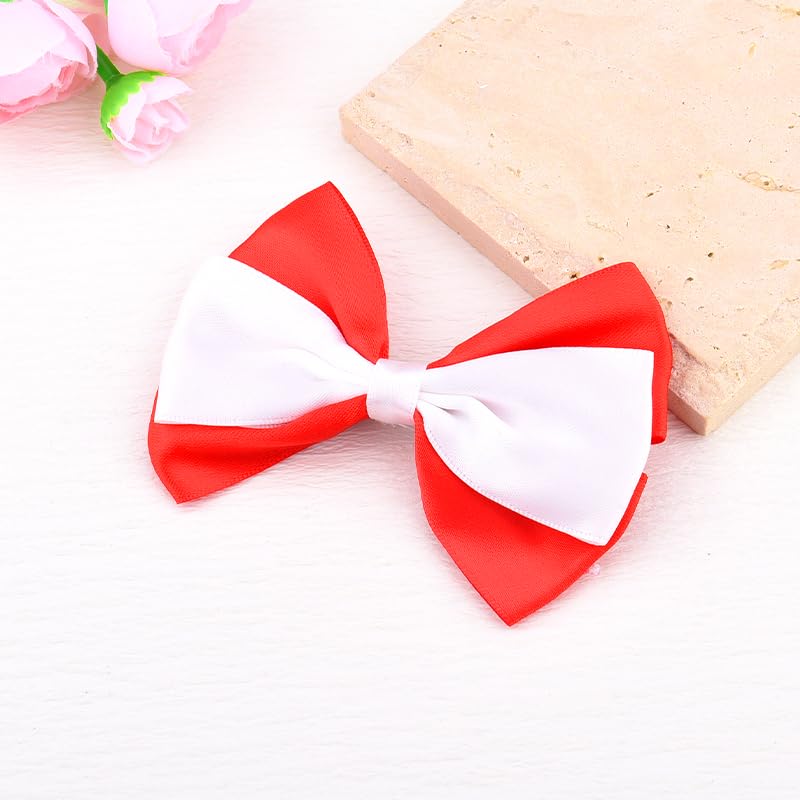 Pliwcas Pinza para el cabello tipo lazo en capas roja y blanca para niñas miniatura 7