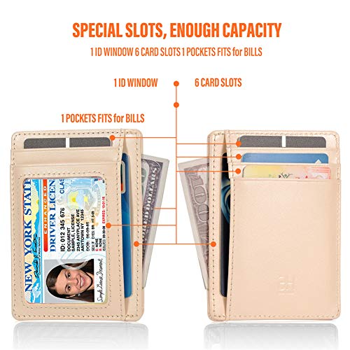 Image of GH GOLD HORSE Slim RFID Blocking Card Holder Minimalist Leather Front Pocket Wallet for Women | Slim