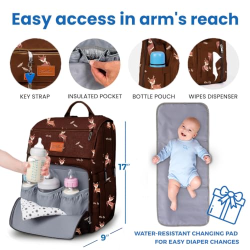 Image of PILLANI Baby Diaper Bag Backpack - Large Bag for Boys & Girls, Waterproof Diaper Backpack - Travel Diaper Bags w /Changing Pad, Baby Registry Search & Shower Gifts - Essentials Must Haves Newborn Stuff
