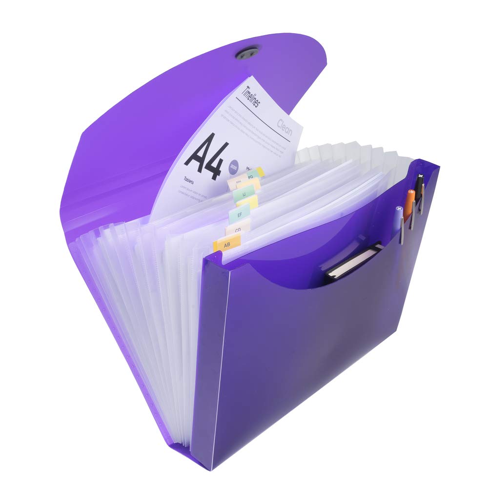 Exacompta - Réf. 58770E - 1 trieur valisette Iderama PP - en polypropylène - fermeture par élastique et bouton - 13 compartiments - dim 33x25cm - pour dossiers 24x32 cm - couleurs aléatoires