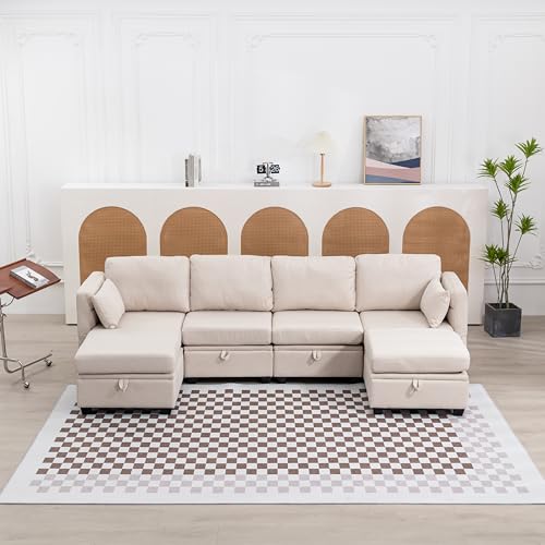 Moimhear Sofá seccional Suave en Forma de U con Almacenamiento, Empalme Informal Puede Usar un sofá Cama Doble,...