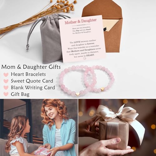 Image of Set of 2 Mother And Daughter First Day of School Kindergarten Preschool 1st /2nd Grade Back to School Bracelet Gifts, Christmas Valentines Mothers Day Easter Graduation Birthday Gifts for Girls Women