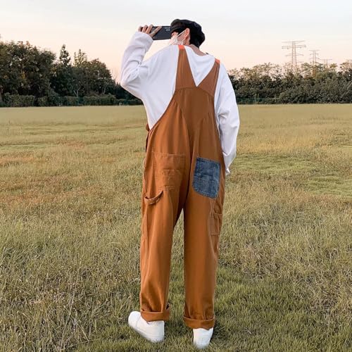 Men's Suspenders Work Pants Straight Leg Multi-Pocket Casual4