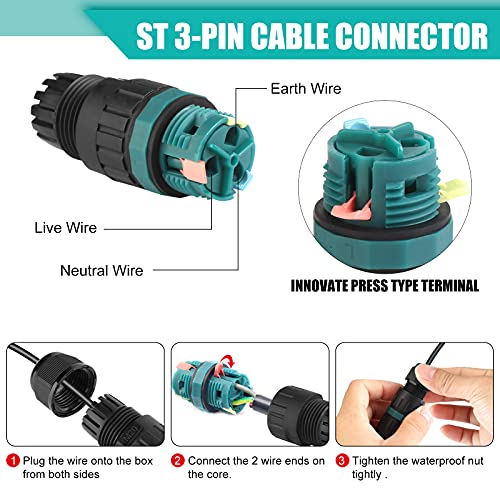 Kabelverbinder Wasserdicht IP68 - Kabelverbinder Wasserdicht 3-polig Erdkabel Verbindungsmuffe für Ø5-12 mm Kabeldurchmesser, 2 Wege Wasserdichte Abzweigdose IP68 für Garten, Outdoor, Boden