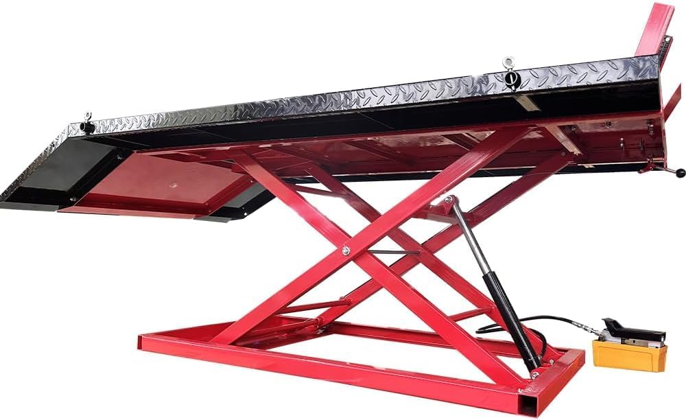 KATOOL 1500lbs Motorcycle Lift Side Extension Motorcycle Jack Table Pedal Hydraulic Pump Lift Table KT-Moto150