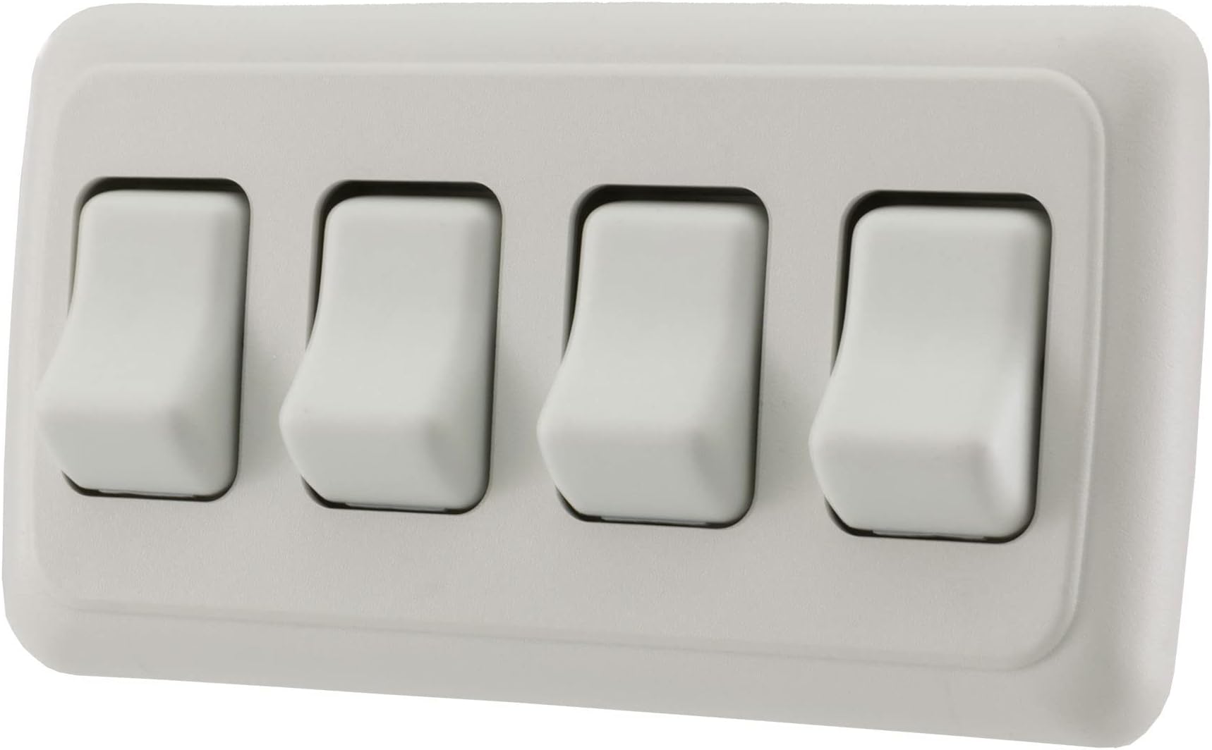 Quad SPST On-Off Switch with Bezel, 12-Volt, for RV, Trailer, Camper (White)